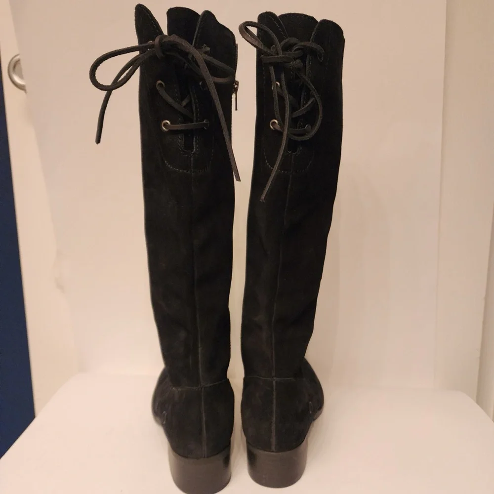Born Cotto Tall Leather Boots Women's Black Knee-High Zip Up Boots Size 8